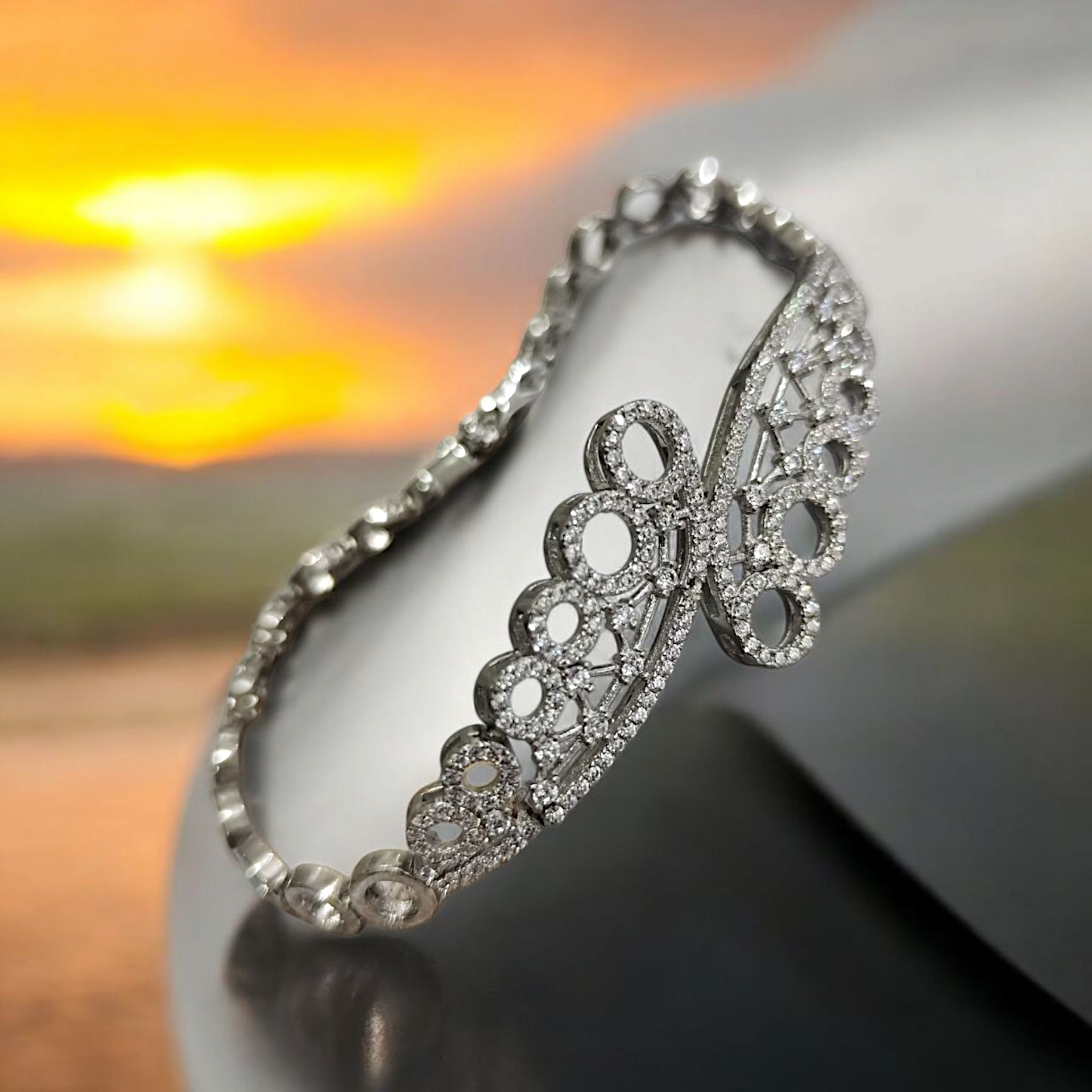 Swarovski Taşlı, Altın kaplamalı Gümüş Bileklik