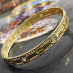 Cartier Model Gold Kaplamalı Gümüş Bilezik