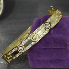Cartier Model Gold Kaplamalı Gümüş Bilezik