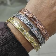 Cartier Model Gold Kaplamalı Gümüş Bilezik