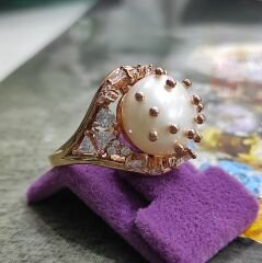 Hakiki İnci Rose İthal Gümüş Yüzük