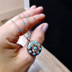 Nazarlık li Rose Tasarım Gümüş Kolye