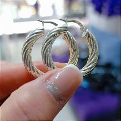 Burgu Halka Gümüş Küpe (3cm çap)