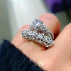 Swarovski Bagety Taşlı, Altın Kaplamalı Gümüş Yüzük seti