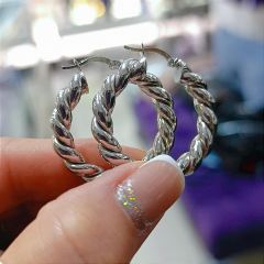 Kalın Burgu Gümüş Halka Küpe 3.5 cm çap