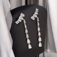 Swarovski Taşlı Altın Rodajlı Damla Gümüş Küpe