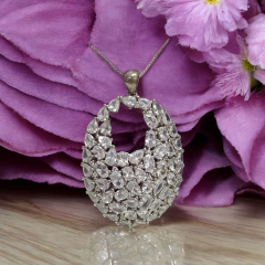 Swarovski Taşlı, Altın Kaplamalı İthal Tasarım Gümüş Kolye