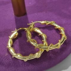 Gümüş Üzeri Gold Burgu Halka Küpe 3 cm çap