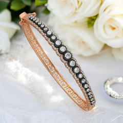 Elmas Monturlu , Altın Kaplamalı Gümüş Tasarım Bilezik