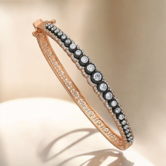 Elmas Monturlu , Altın Kaplamalı Gümüş Tasarım Bilezik