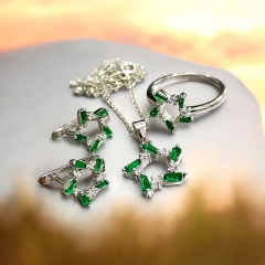 Swarovski Taşlı, Altın Rodajlı İthal Yıldız Gümüş Set