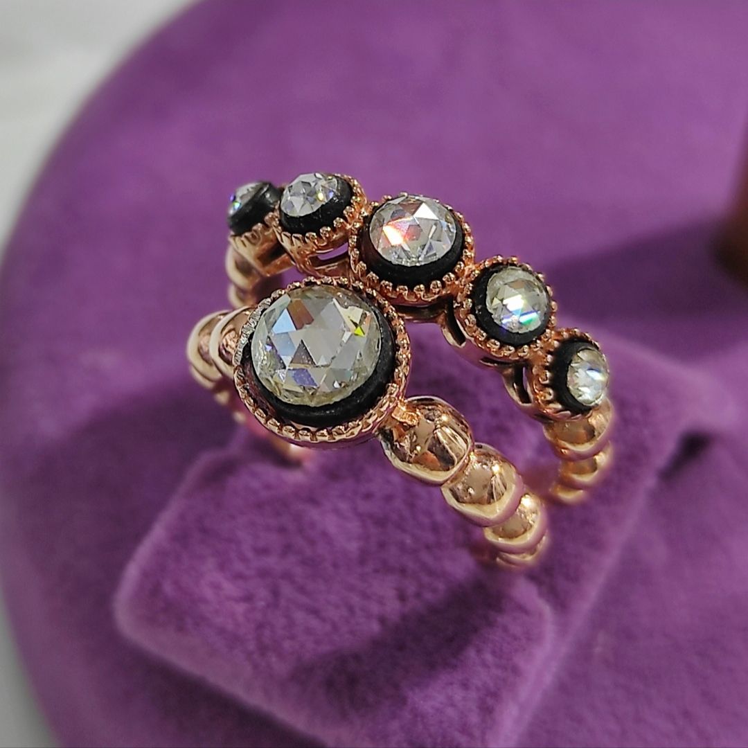 Elmas Monturlu Rose Gold Kaplamalı Gümüş Yüzük Set