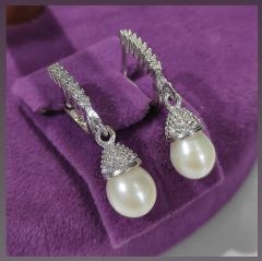 Hakiki İnci Beyaz Altın Kaplamalı Gümüş Set