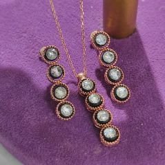 Elmas Monturlu Rose Gümüş Set