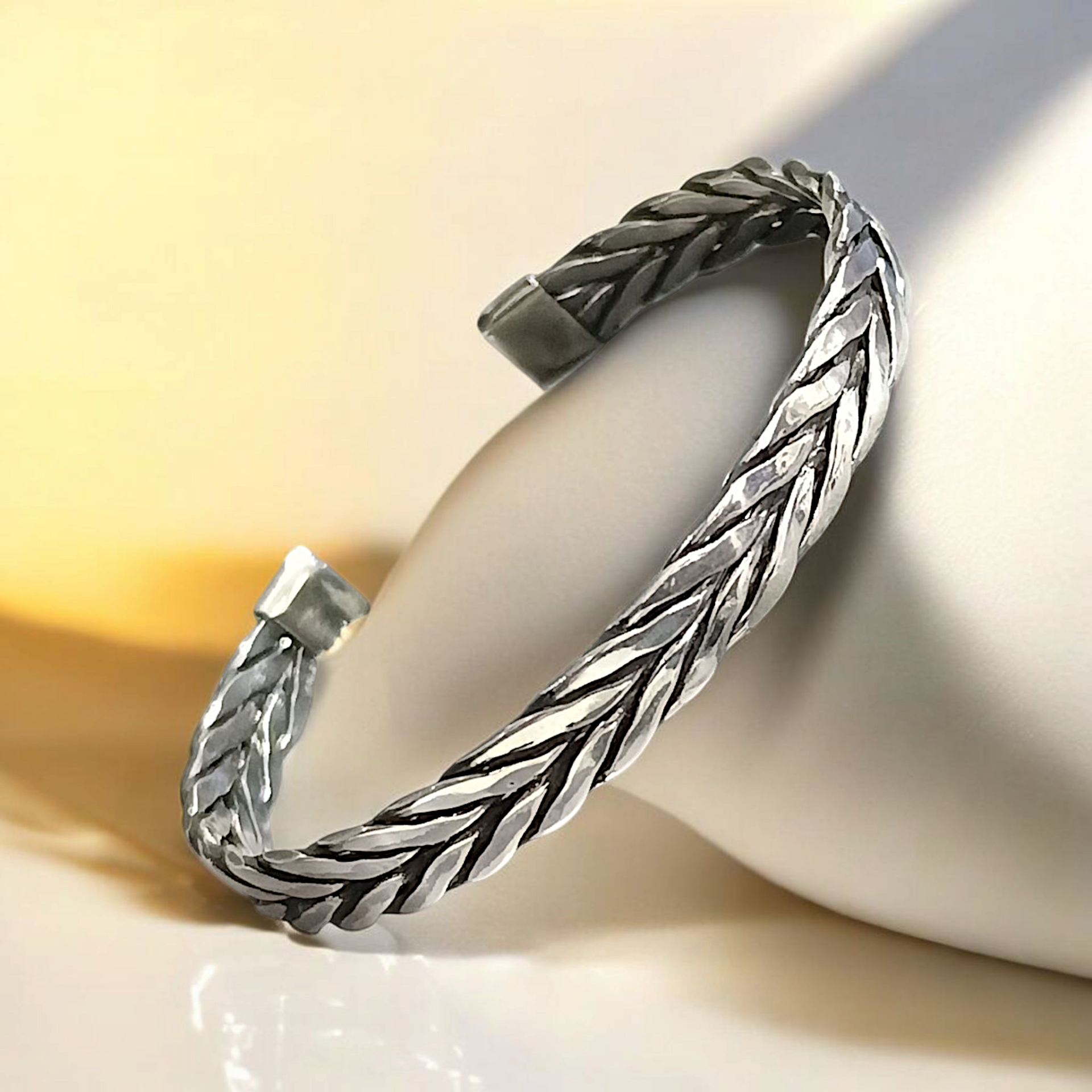 Unisex Elişi Tasarım Gümüş Kelepçe Bilezik