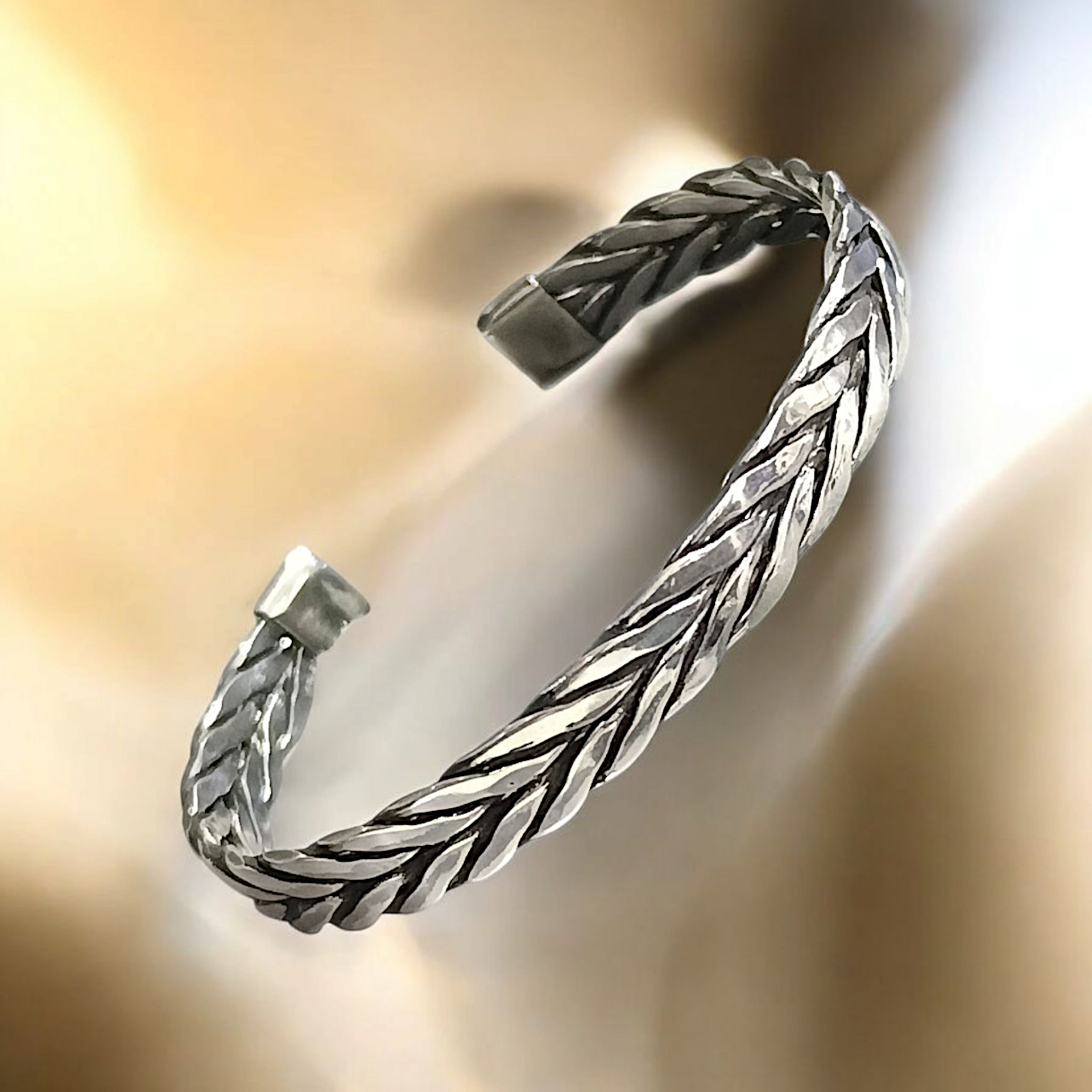 Unisex Elişi Tasarım Gümüş Kelepçe Bilezik