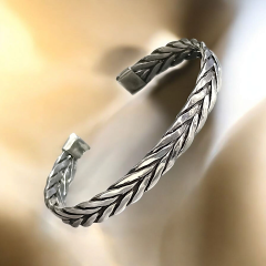 Unisex Elişi Tasarım Gümüş Kelepçe Bilezik