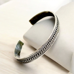 Unisex Mardin Elişi Tasarım Gümüş Kelepçe Bilezik