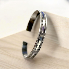 Unisex Mardin Elişi Tasarım Gümüş Kelepçe Bilezik