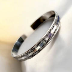 Unisex Mardin Elişi Tasarım Gümüş Kelepçe Bilezik