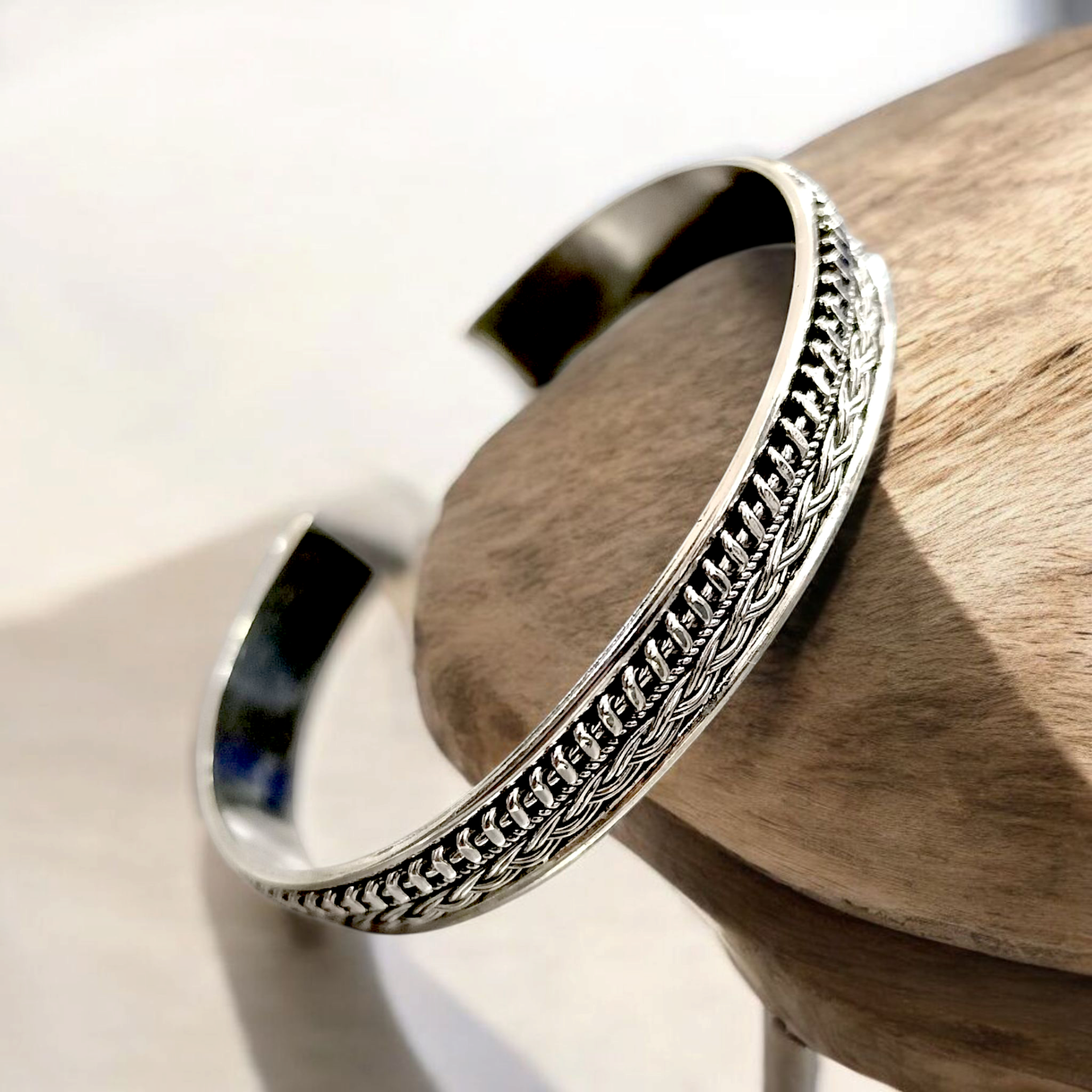 Unisex Mardin Elişi Tasarım Gümüş Kelepçe Bilezik