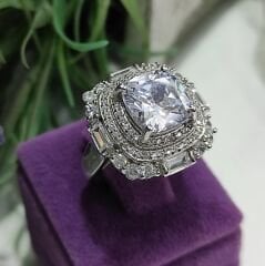 Swarovski Taşlı Altın Kaplamalı İthal Gümüş Yüzük