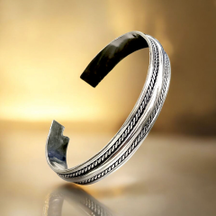 Unisex Tasarım Mardin işi Gümüş Kelepçe Bilezik