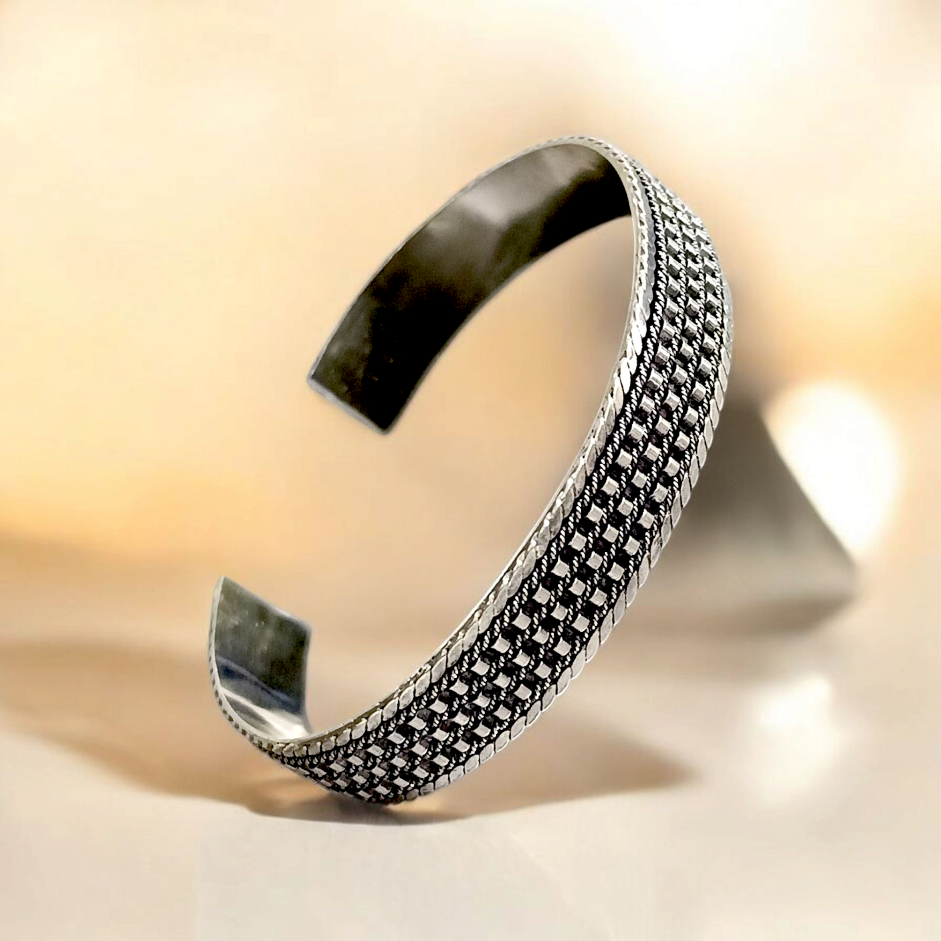 Unisex Tasarım Mardin işi Gümüş Kelepçe Bilezik