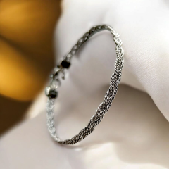 Unisex Burgu Mardin işi Gümüş Bilezik