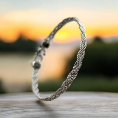 Unisex Burgu Mardin işi Gümüş Bilezik