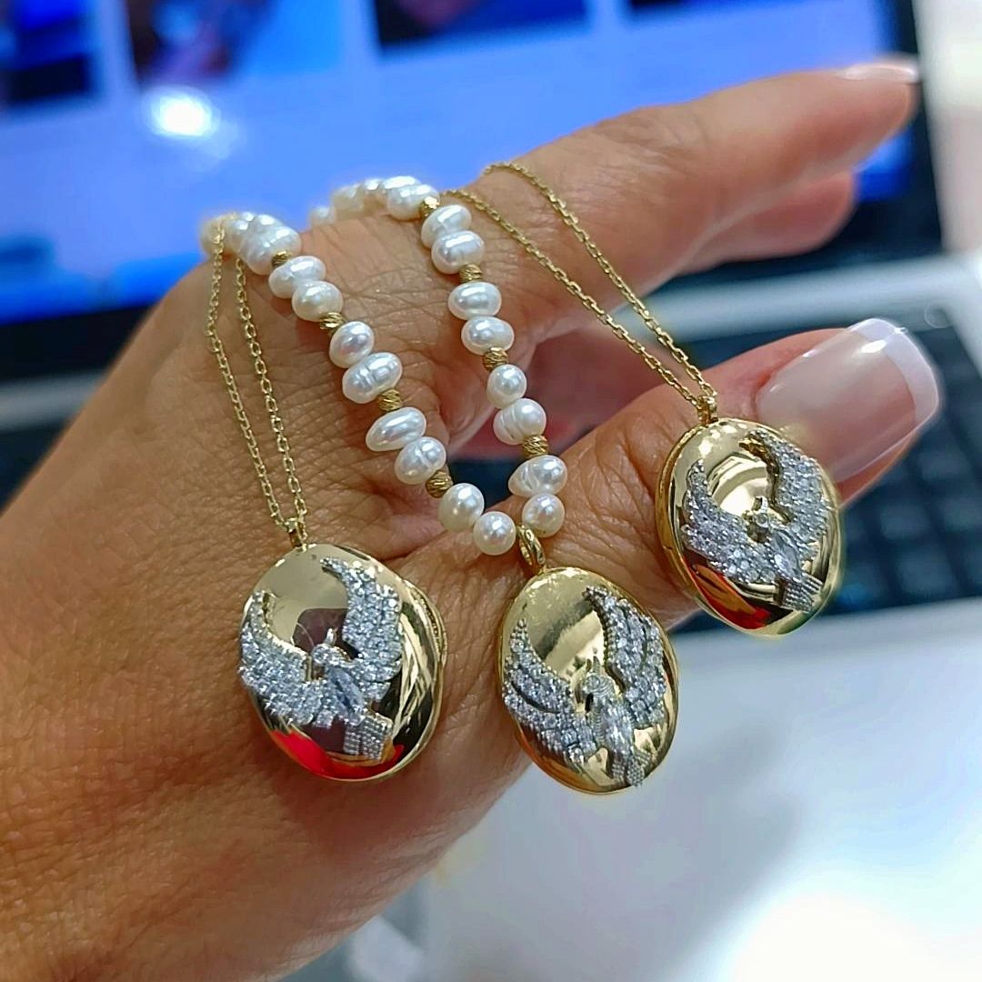 Uzak şehir Anka Kuşu Resimli, Altın kaplamalı Gümüş Kolye