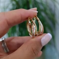 3 Renkli Kesme Model Gümüş Halka Küpe