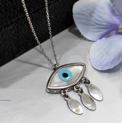 Nazar Pullu Gümüş Sedefli Kolye