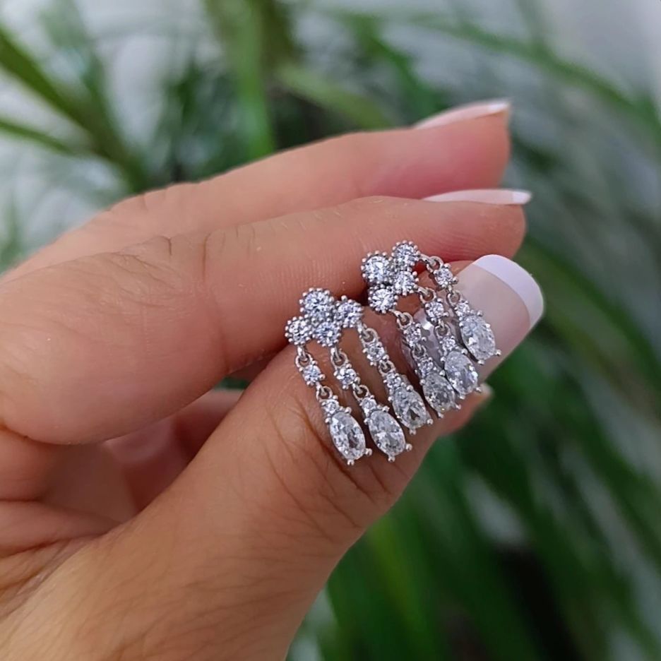 Swarovski Taşlı Damla Altın Rodajlı Gümüş Küpe