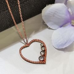 Kalp model Rose Gümüş Kolye