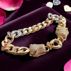 Aslan Başlı Altın Rodajlı Gümüş İthal Bileklik