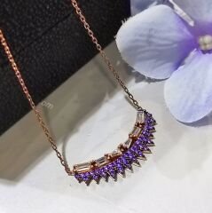 Ametist Taşlı Tasarım Gümüş Kolye