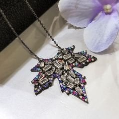 Asma Yaprak model tasarım Gümüş Kolye