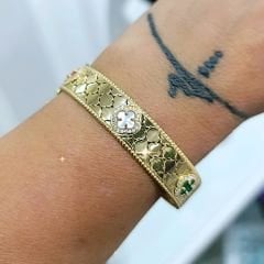 Gold Renk vanclife İthal Altin Rodajlı Gümüş Bilezik