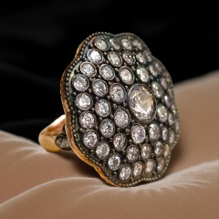 Elmas Montur,Elmas işçiliği Altın kaplamalı Gümüş Yüzük