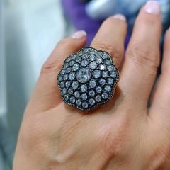 Elmas Montur,Elmas işçiliği Altın kaplamalı Gümüş Yüzük