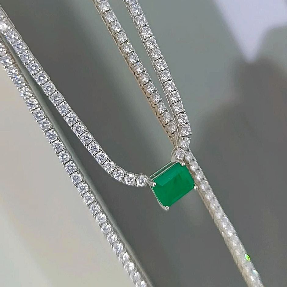 Paraibu ve Swarovski Taşlı Altın Rodajlı Gümüş Suyolu Kolye