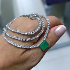 Paraibu ve Swarovski Taşlı Altın Rodajlı Gümüş Suyolu Kolye