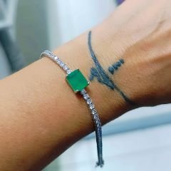 Paraibu ve Swarovski Taşlı Altın Rodajlı Gümüş Suyolu Bileklik