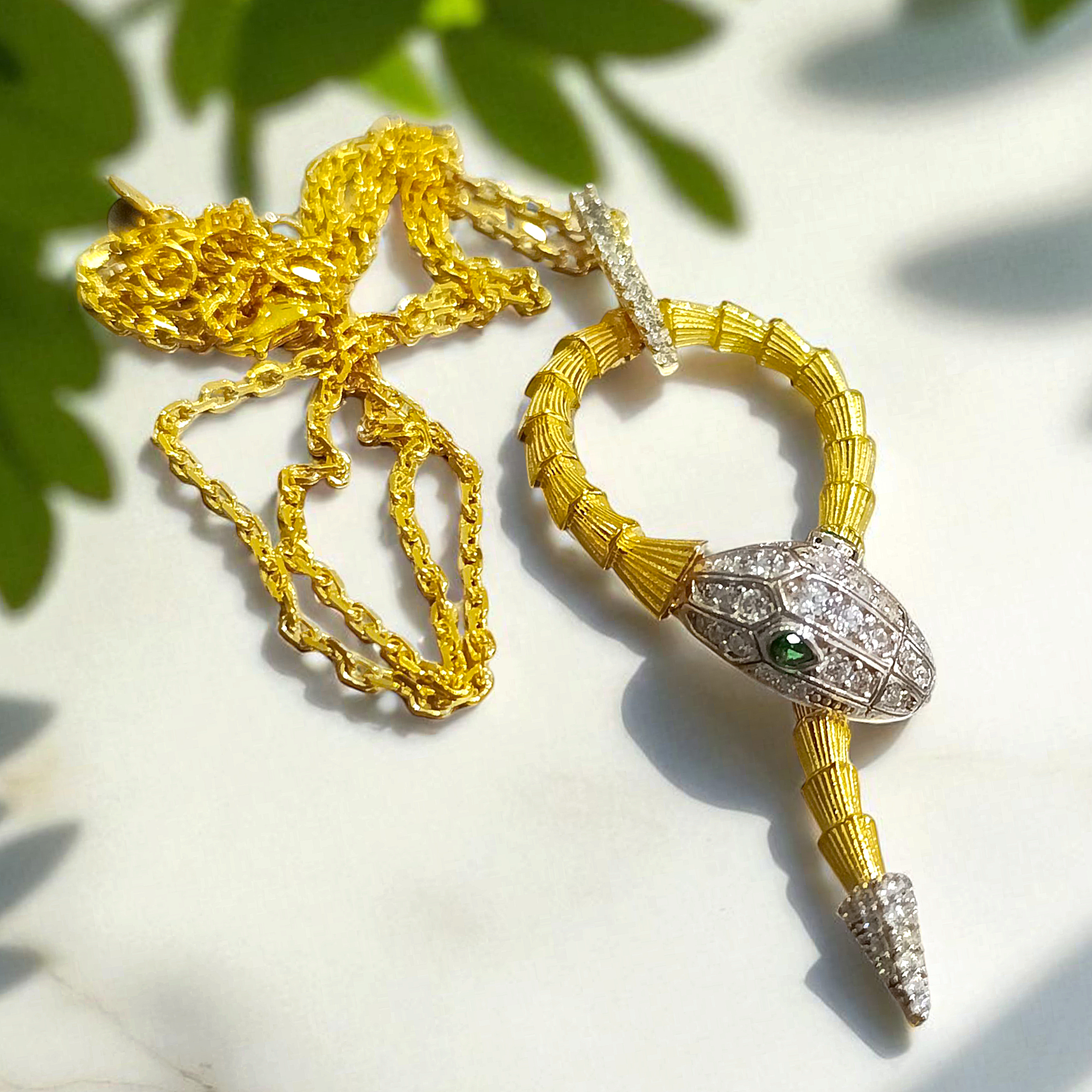 Yılan model Altın Kaplamalı Gümüş İthal Tasarım Kolye