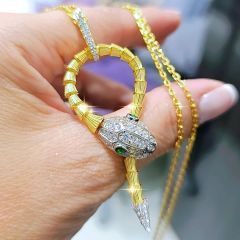 Yılan model Altın Kaplamalı Gümüş İthal Tasarım Kolye