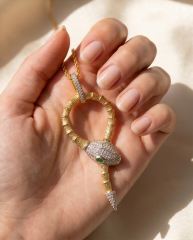 Yılan model Altın Kaplamalı Gümüş İthal Tasarım Kolye