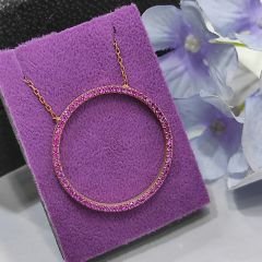 Pembe Nano Taşlı Rose Gümüş Kolye