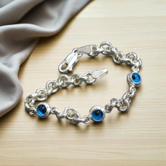 Nazar boncuklu Halka Model Gümüş Bileklik