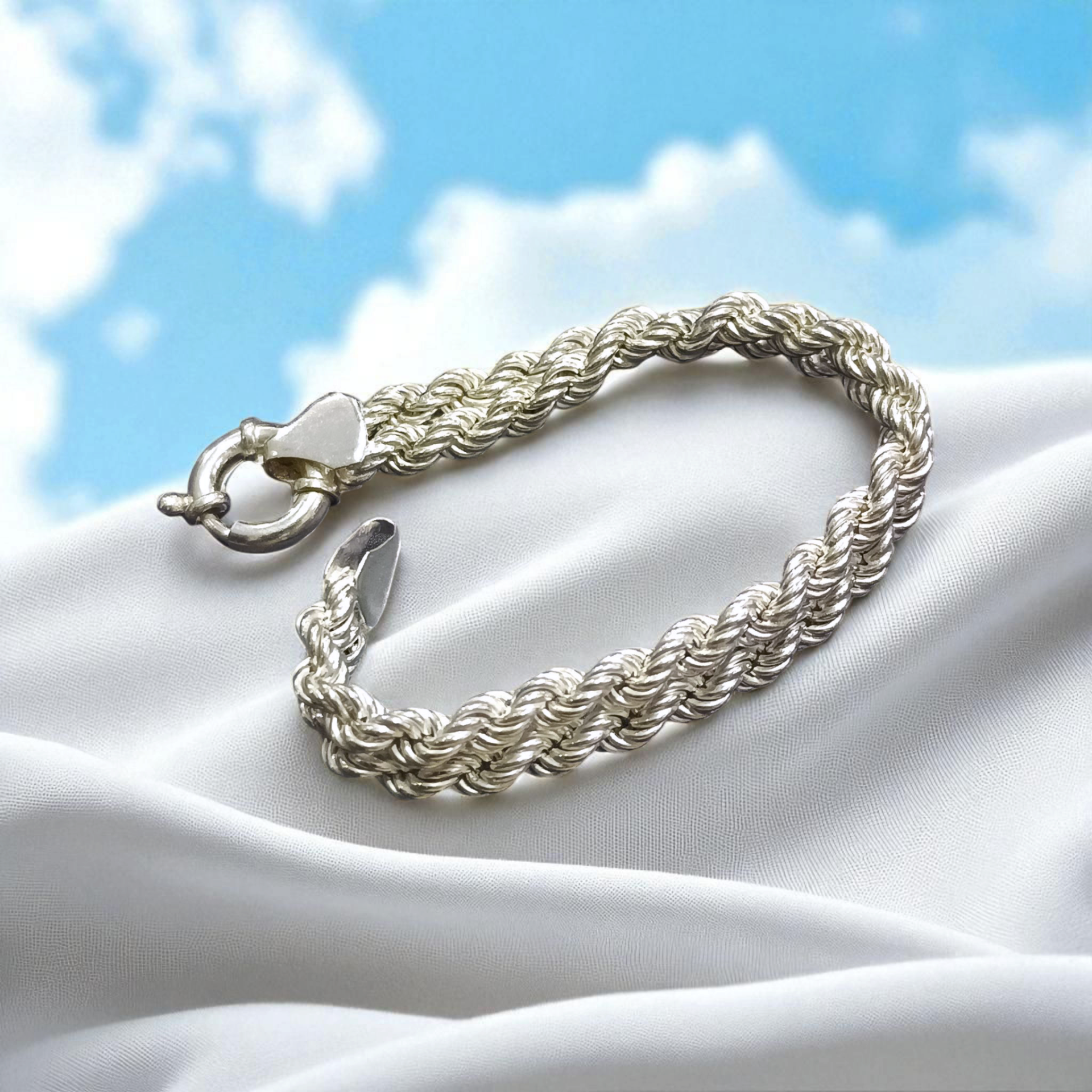 Dümen kilitli Çift Burgu Model Gümüş Bileklik